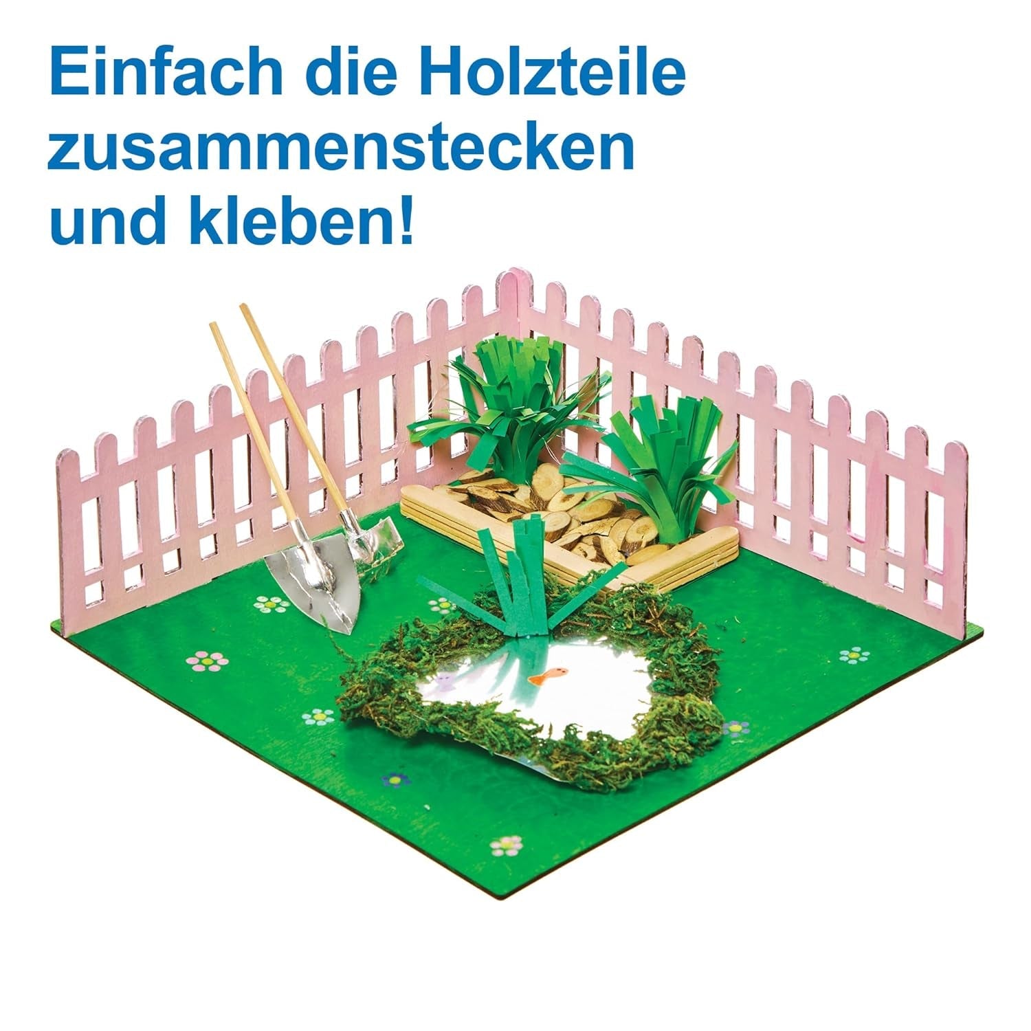 Baker Ross FN256 Mini casa de muñecas con jardín de madera - 1 paquete Kit de casa de muñecas para niños Kit de manualidades