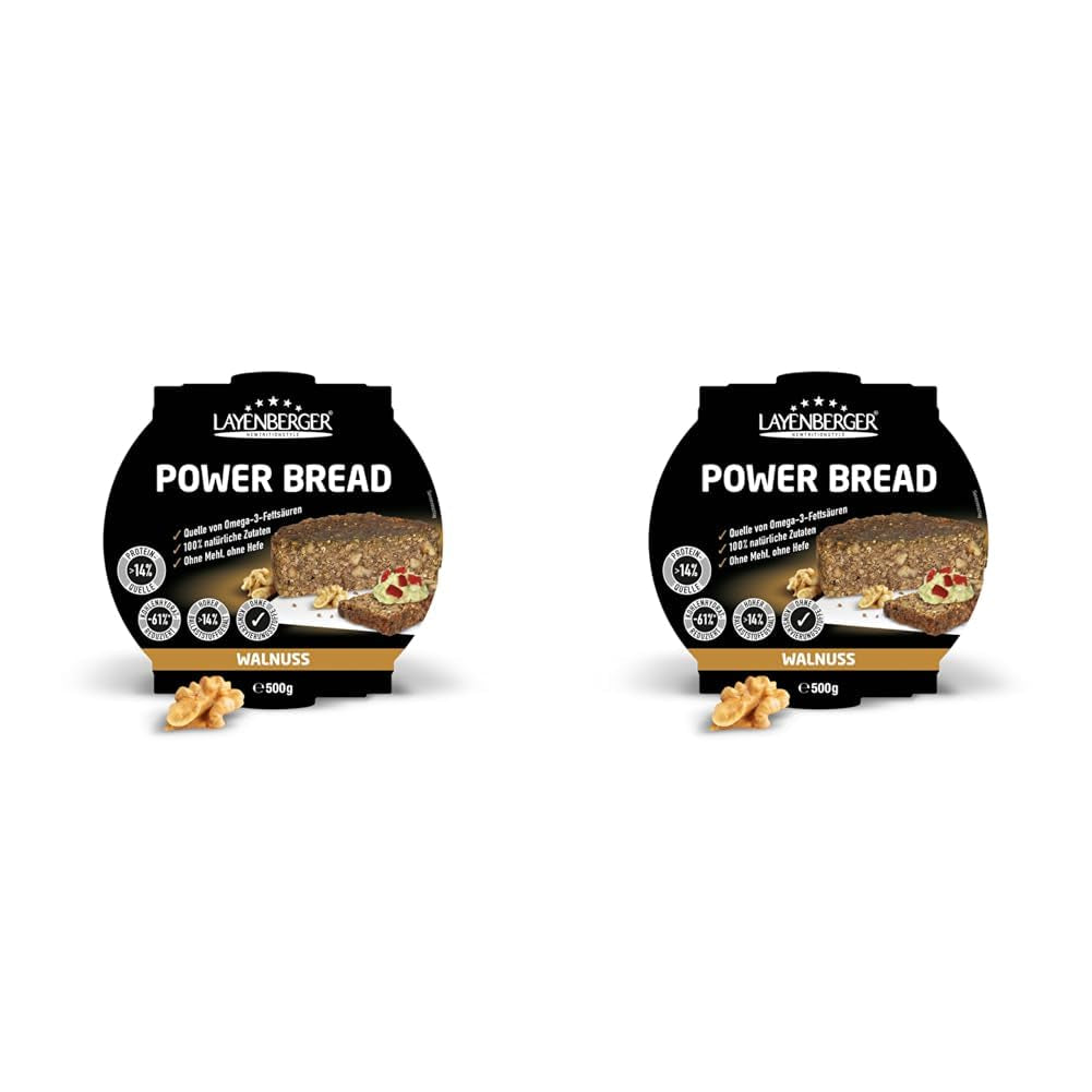 Layenberger Prower Pan Nuez, Eiweiß- Und Ballaststoffquelle, Ohne Konservierungsmittel, Ohne Hefe, Ohne Mehl, Mit 14G Protein Pro 100G, (1 X 500G) Mezcla para hornear y cocinar Naty Shop 500 G (2Er Pack) Nuez