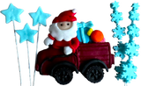 Set de 6 adornos comestibles de pasta de azúcar, Navidad, coche de Papá Noel, estrellas y copos de nieve Adornos de Pasta de Azúcar Naty Shop