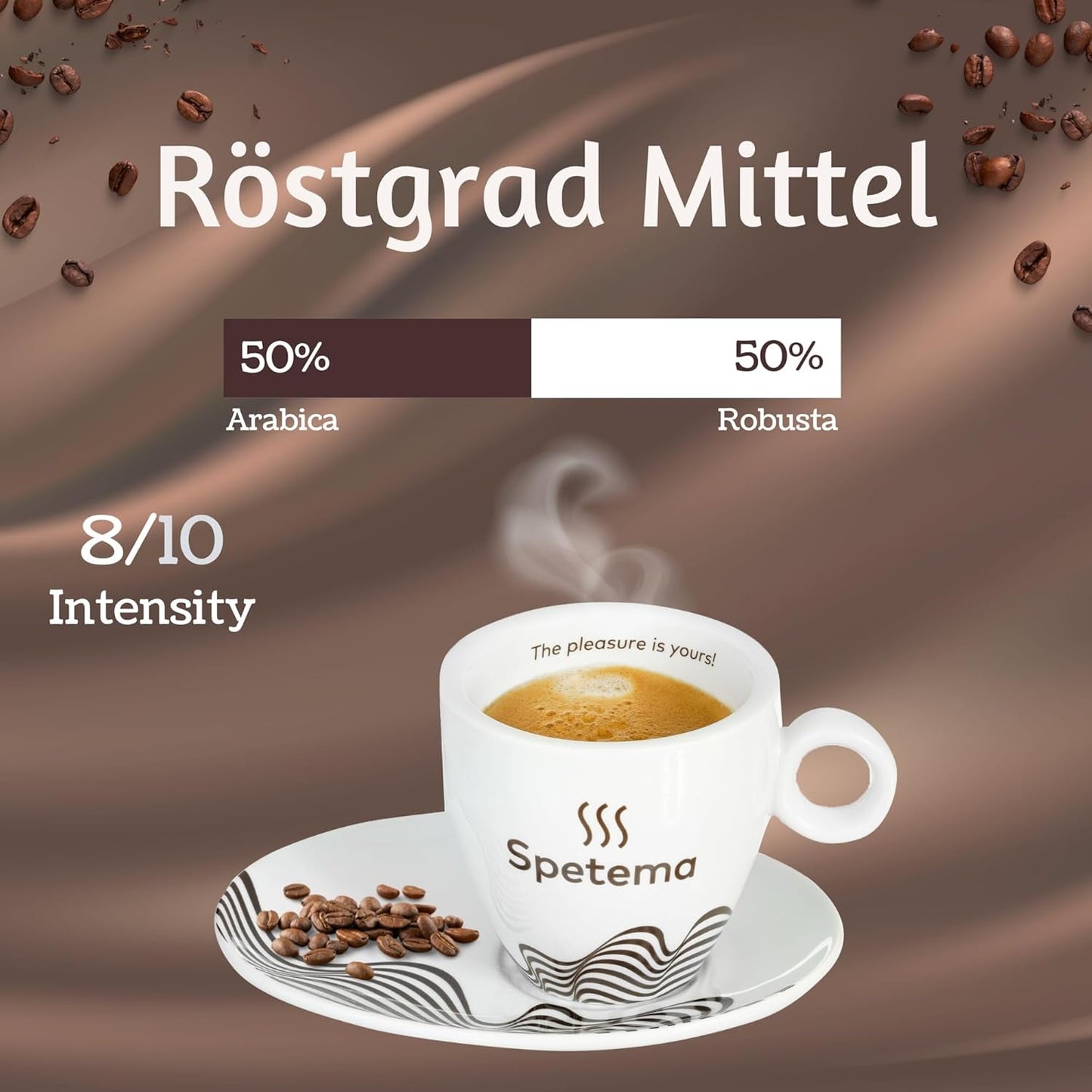 Spetema Kaffeebohnen Ragazzi Espresso Bar - 50% Arábica y 50% Robusta, Intensität 8/10, Mittlere Röstung, Zartes Aroma & Dichtes Geschmackserlebnis, 1 kg.