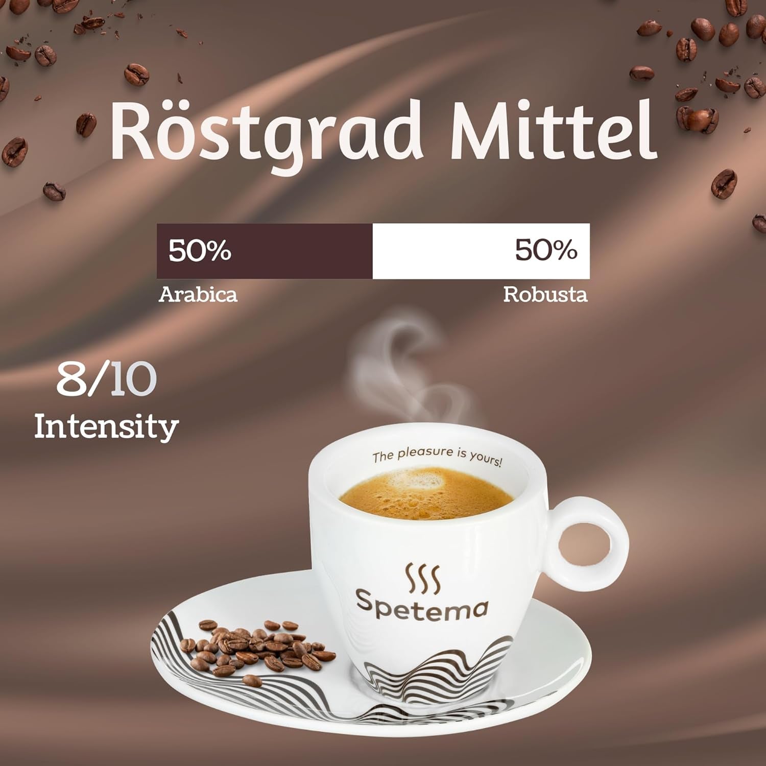 Spetema Kaffeebohnen Ragazzi Espresso Bar - 50% Arábica y 50% Robusta, Intensität 8/10, Mittlere Röstung, Zartes Aroma & Dichtes Geschmackserlebnis, 1 kg.