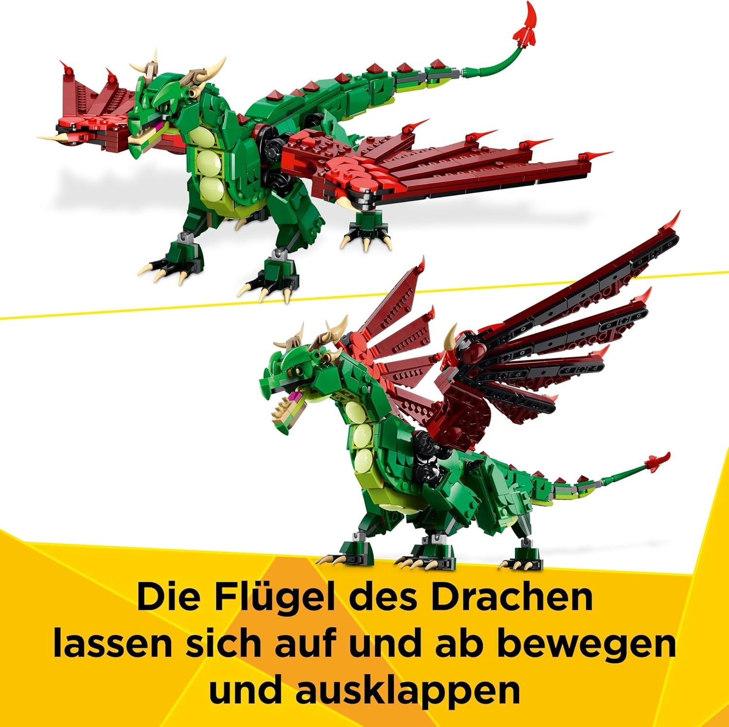LEGO Creator Dragón Verde 3 en 1 - Juguete - Se convierte en serpiente marina o fénix - Juguete de construcción de animales para niños - Regalo para niños y niñas a partir de 9 años 31161 Juegos de construcción Besuche den LEGO-Store