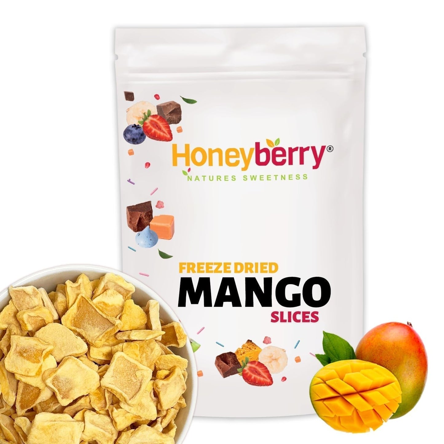 Mango liofilizado en rodajas 100g - chips de mango liofilizado - fruta liofilizada - fruta liofilizada, mango seco para decoración, snacks, batidos, postres Productos deshidratados Naty Shop 100G