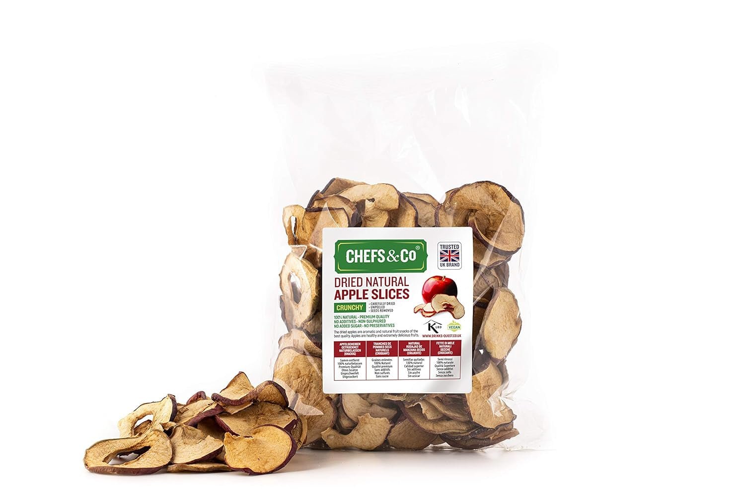 Rodajas de manzana seca 250g | Fruta entera 100% natural | sin concha | sin semillas | sin aditivos | sin azufre | sin azúcares añadidos Naty Shop productos deshidratados