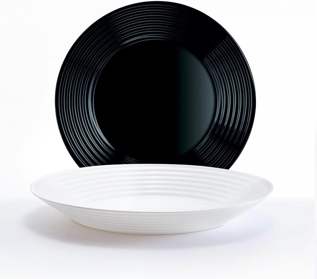 Harena N&b Glasgeschirr, 18 piezas, para 6 personas, blanco y negro