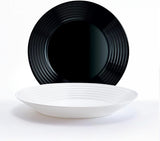 Harena N&b Glasgeschirr, 18 piezas, para 6 personas, blanco y negro