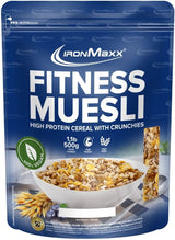 IronMaxx Fitness Muesli - Galletas y Crema, Bolsa de 2 kg | Muesli vegano rico en proteínas con contenido crujiente | Bajo en azúcar y alto en fibra.