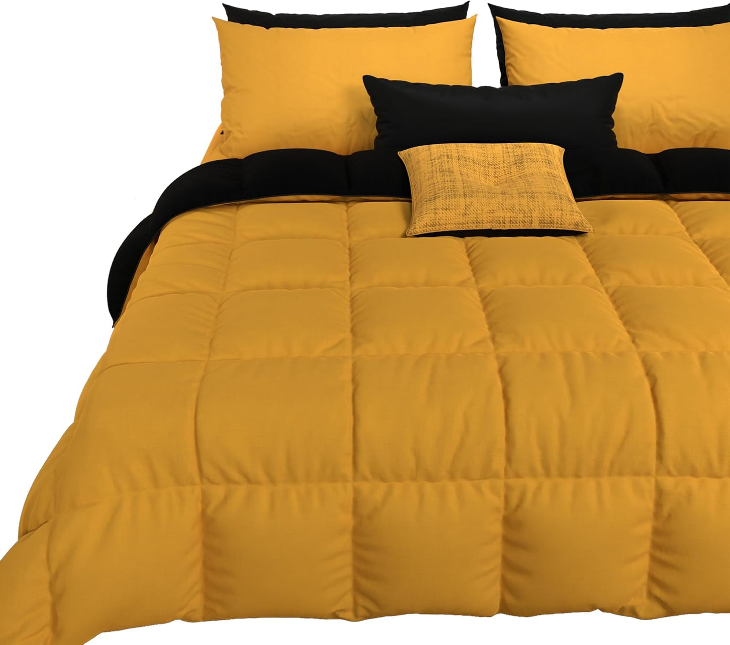 PETTI Artigiani Italiani - Manta de invierno para cama de matrimonio, maxi, monocromática, doble cara, blanco, gris, 100% Made in Italy