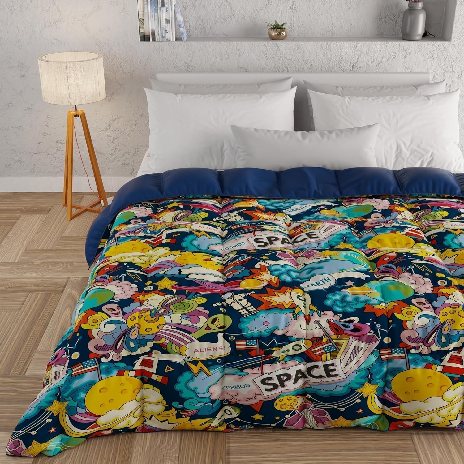 PETTI Artigiani Italiani - Edredón de invierno, Edredón de invierno, Edredón sencillo, Doble cara, Monocolor e impresión digital, 100% microfibra hipoalergénica, Made in Italy Edredones y edredones Naty Shop Space Cama individual