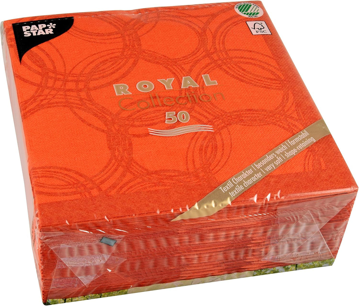 Papstar, 50 Servilletas "Colección ROYAL" Pliegue 1/4 40 Cm X 40 Cm Nectarina "Burbujas", #86494