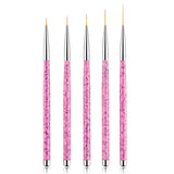 Sularpek Nail Art Liner Pinsel, 5 Stück Profi Detail Fine Nails Gel Nail Brush, Nagel Pinsel Dünn Für Beauty Frauen Nagelstudio (5 tamaños, Rosa)