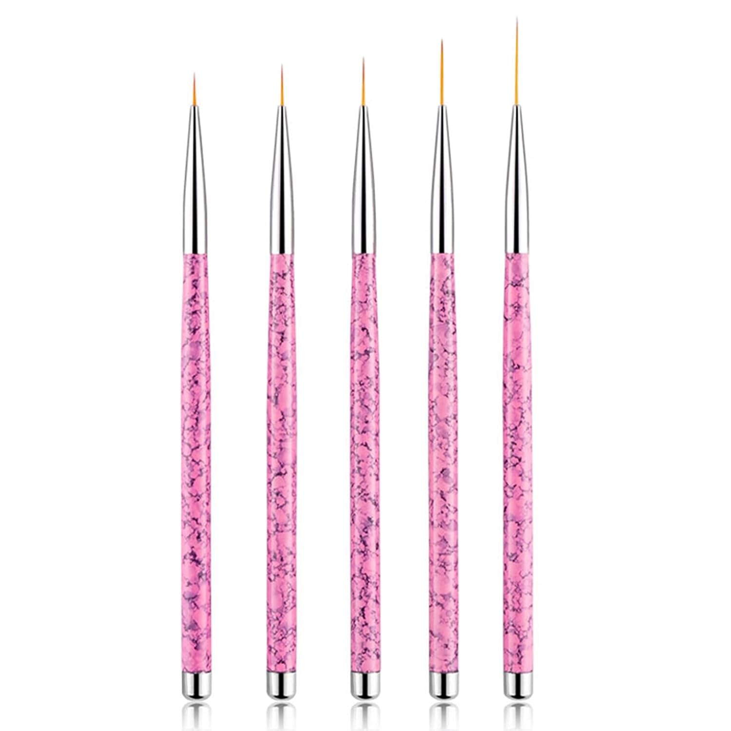 Sularpek Nail Art Liner Pinsel, 5 Stück Profi Detail Fine Nails Gel Nail Brush, Nagel Pinsel Dünn Für Beauty Frauen Nagelstudio (5 tamaños, Rosa)