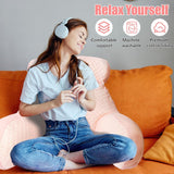 Almohada de lectura, almohada de cama, almohada de espalda extra grande para adultos de 70 x 50 cm para leer con rollo de cuello desmontable y brazo de apoyo, cómoda almohada de lectura para cama y sofá (rosa, extra grande)