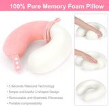 TALLGO Almohada de Viaje para el Cuello, La Mejor Almohada de Avión de Espuma Viscoelástica para Reposacabezas, Almohada Suave y Ajustable para Avión, Coche y Hogar, Almohadas Ortopédicas Cervicales Rosadas Naty Shop