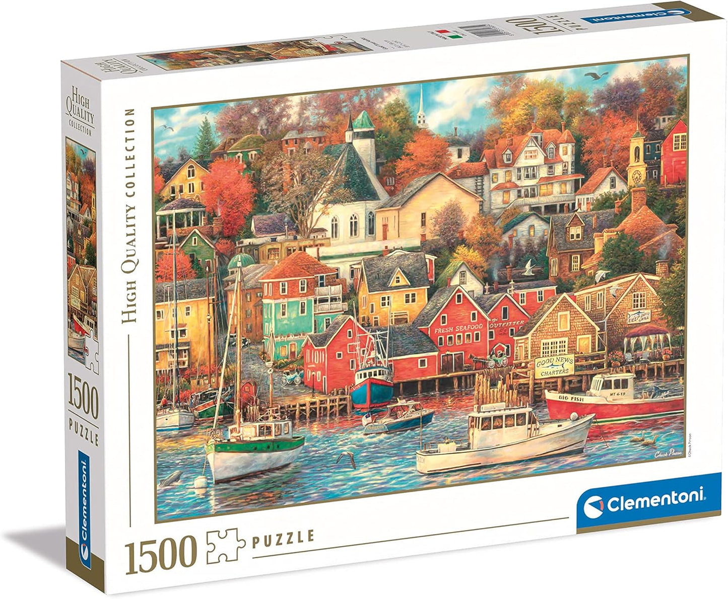 Clementoni - 31685 Puzzle Colección - Good Times Harbor - Puzzle 1500 piezas a partir de 14 años, puzzle de objetos ocultos para adultos, juego de habilidad para toda la familia, Puzzle mediano Naty Shop Título predeterminado