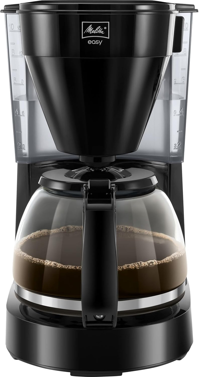 Melitta Easy – Cafetera espresso con filtro y jarra de cristal, para hasta 10 tazas de café, negra