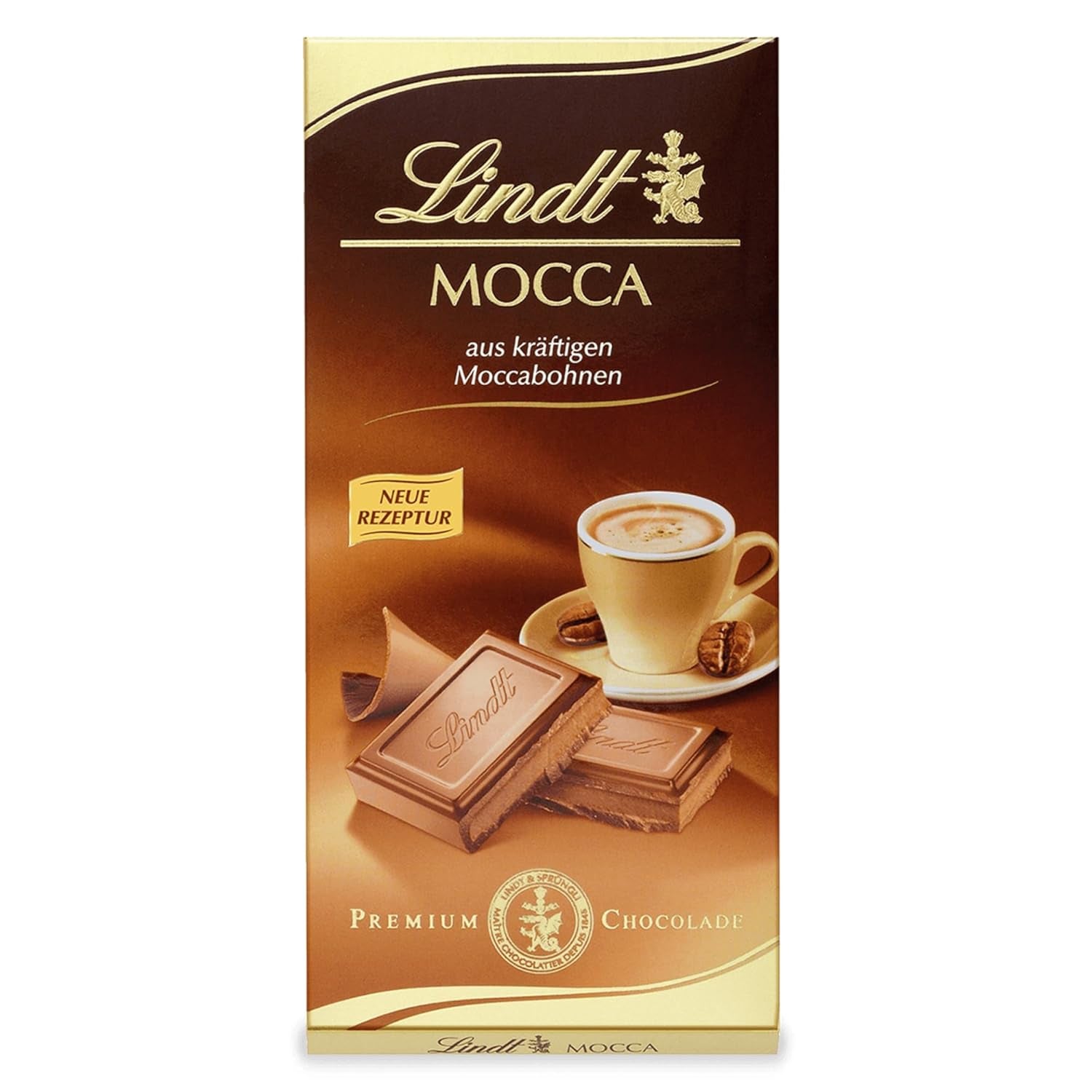 Chocolate Lindt Moca | Tableta 100g | Chocolate con leche con ricos granos de moca | Barra de chocolate | Regalo de chocolate, 100g (paquete de 6)