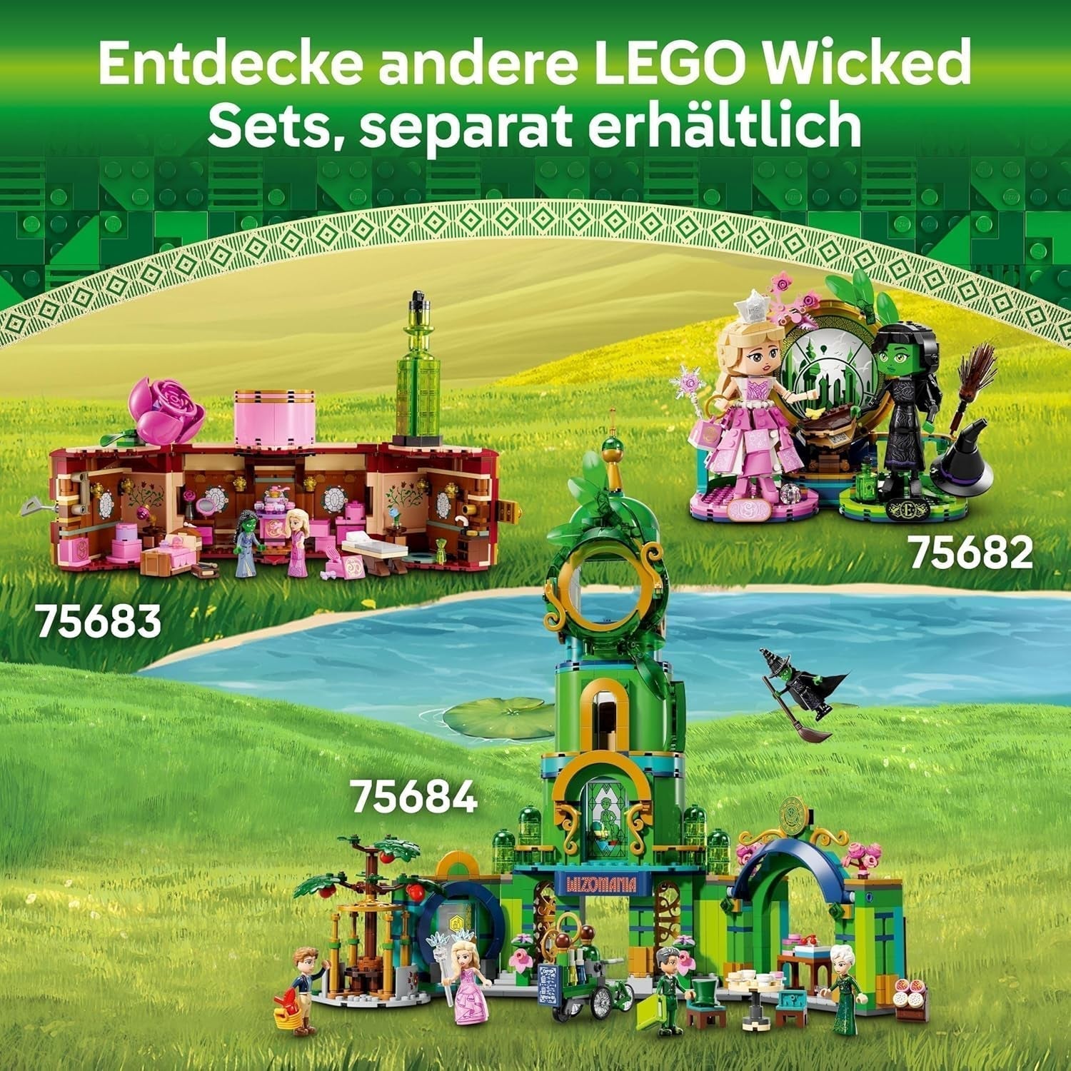 Torre de juguete LEGO Wicked Bienvenidos a Emerald City, minimuñecas de Glinda y Elphaba, regalo para cinéfilos y niñas y niños a partir de 9 años amantes de las casas de muñecas 75684 Juegos de construcción Besuche den LEGO-Store