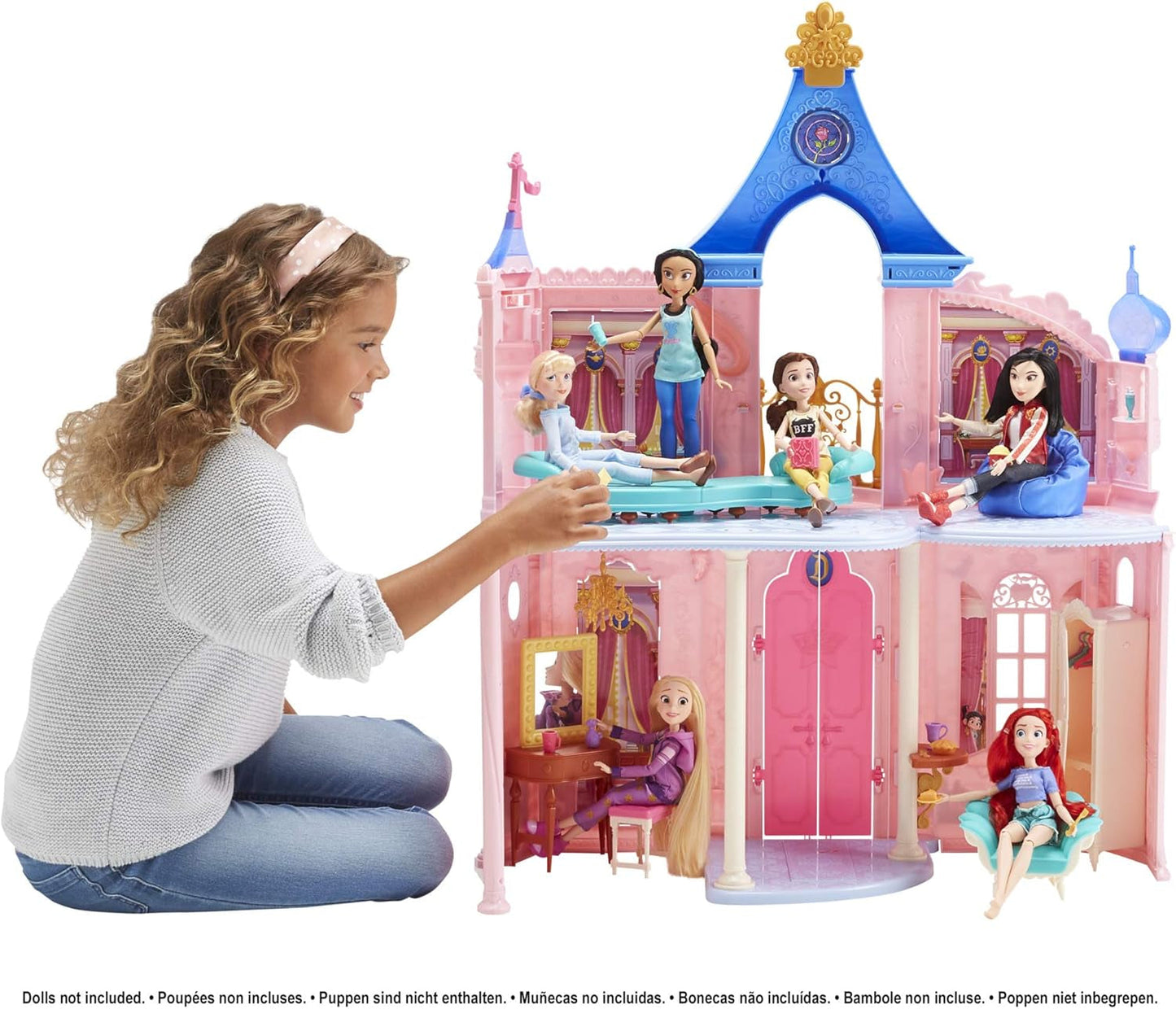 Casa de Muñecas Comfy Squad Castillo de Princesas Disney con 6 Muebles y 16 Accesorios Juguete para Niñas de 5 Años Casas de Muñecas Naty Shop