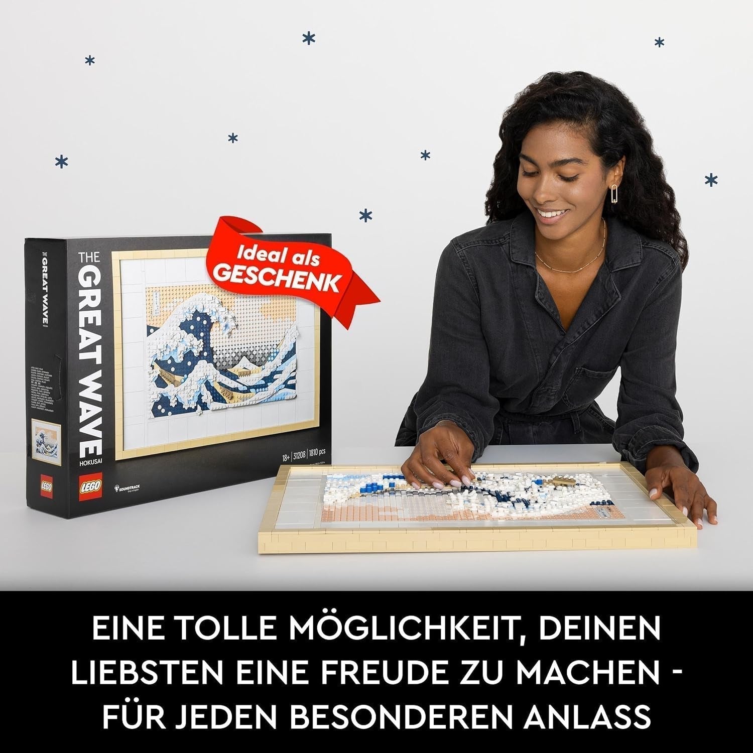 LEGO 31208 Art Hokusai - La Gran Ola Decoraciones de pared japonesas en 3D Set de manualidades Lienzo oceánico enmarcado Pasatiempos para adultos DIY Decoraciones para el hogar y la oficina Kits de construcción Besuche den LEGO-Store