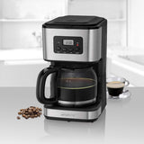 Cafetera Clatronic® con temporizador, jarra de 1,5 litros para 12-14 tazas de café, temporizador LCD 24h, función mantener caliente, antigoteo, filtro extraíble, display e indicadores luminosos, 900W - KA 3642