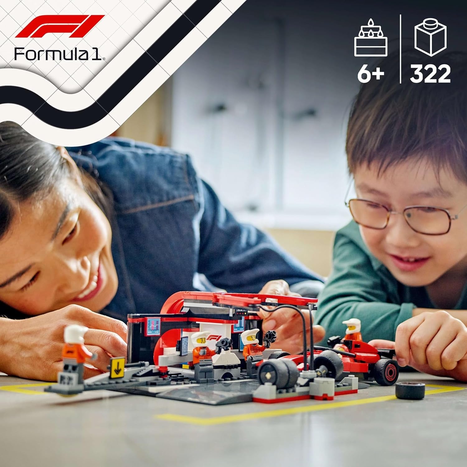 LEGO City Parada en boxes de F1 con equipo y Ferrari Speedster - Set de parada en boxes de Fórmula 1 con 1 piloto de carreras y 4 minifiguras mecánicas - Coche de carreras de juguete para niños y niñas mayores de 6 años - 60443 Juegos de construcción Beuche den LEGO-Store