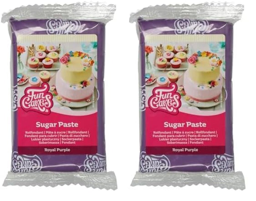 FunCakes Fondant Laminado Morado Real: Fácil de usar, liso, flexible, suave y maleable, perfecto para decorar tartas. Sin Gluten 250g (Pack de 2) Naty Shop Pasta de Azúcar Royal Purple 250G (Pack de 2)