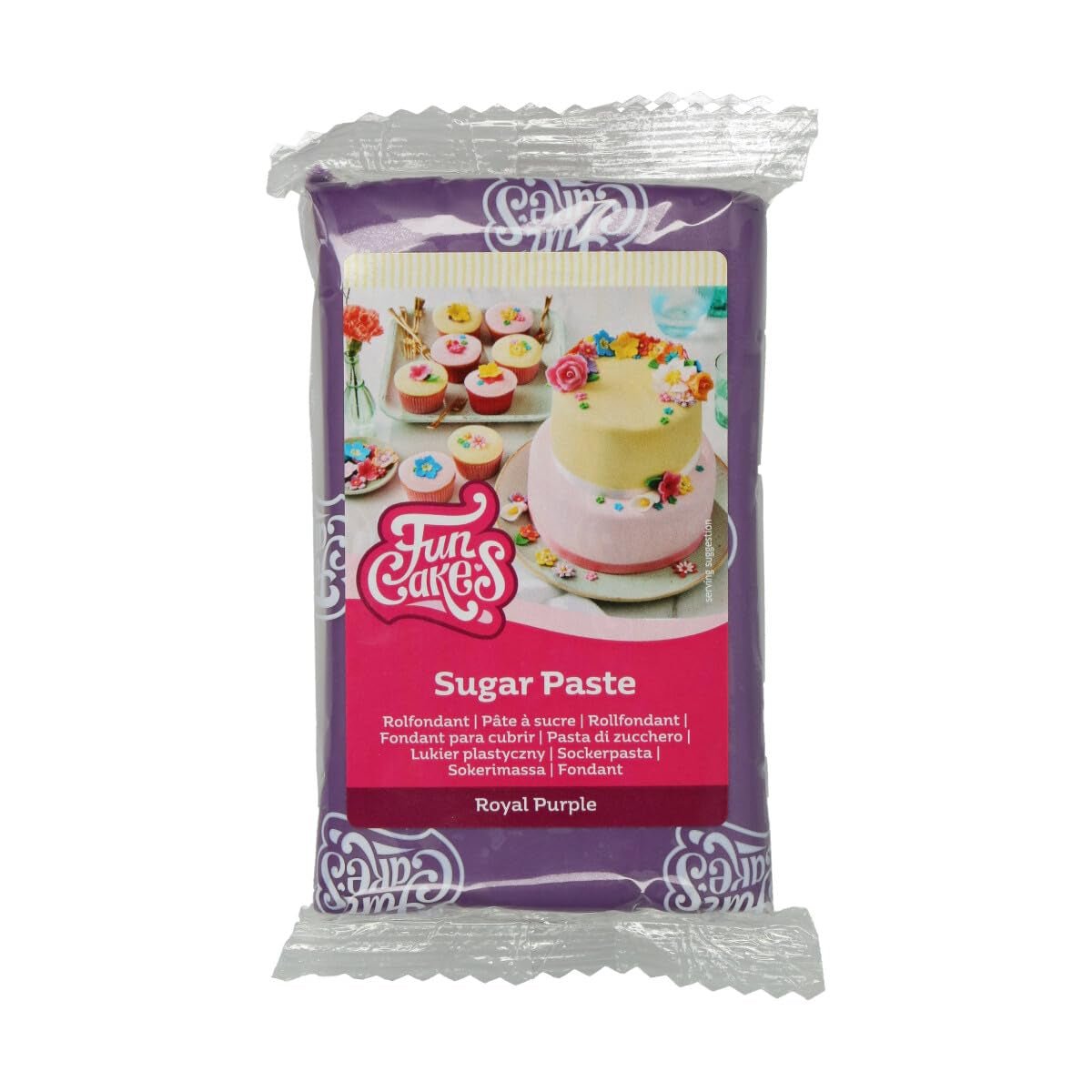 FunCakes Fondant Laminado Morado Real: Fácil de usar, liso, flexible, suave y maleable, perfecto para decorar tartas. Sin Gluten 250g (Pack de 2) Naty Shop Pasta de Azúcar Royal Purple 250G