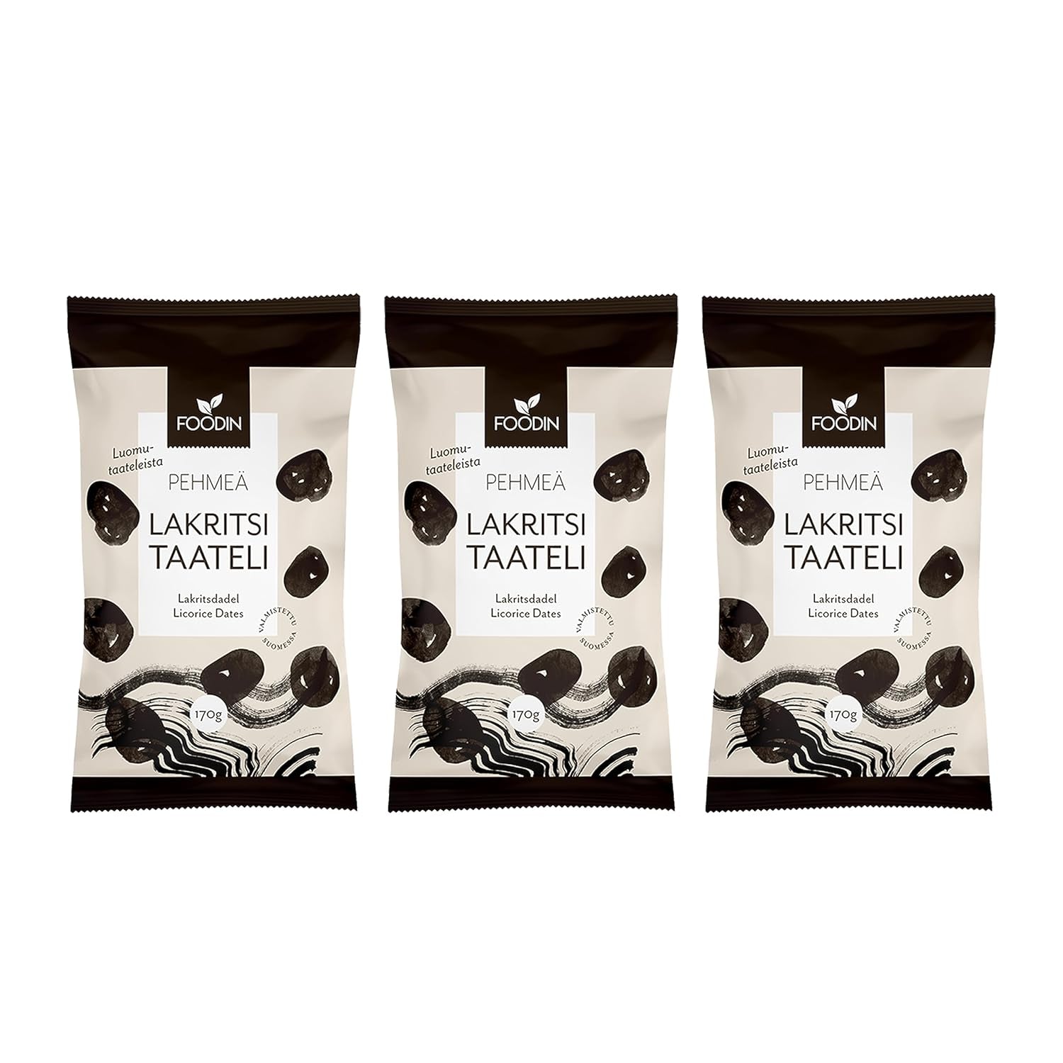 Foodin data Golosinas veganas, sin gluten, suaves, dulces y saludables Frutos secos con regaliz en polvo para picar, hornear y más - Made in Vaajakoski (3x170g) Productos deshidratados Naty Shop Título predeterminado
