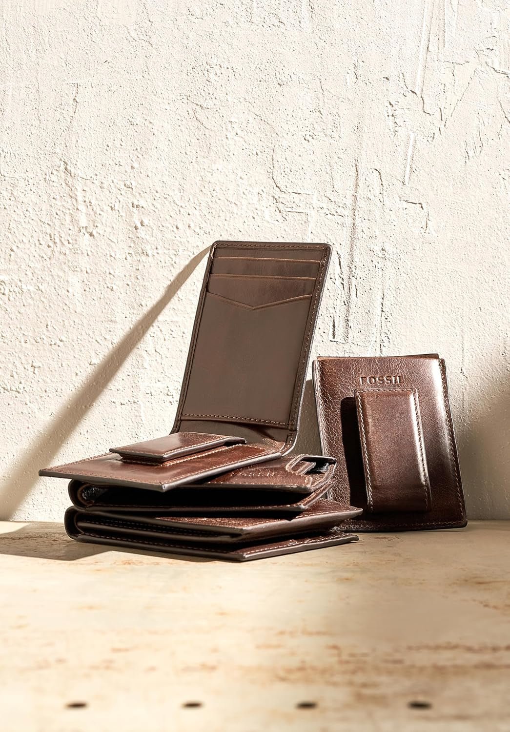 Fossil Derrick - Tarjetero magnético de piel con bloqueo RFID para hombre, cartera Derrick Wallet para hombre Naty Shop