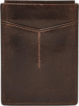 Fossil Derrick - Tarjetero magnético de piel con bloqueo RFID para hombre