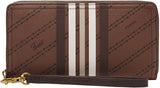 Fossil Watch Logan RFID Cartera de mano con cremallera alrededor 19,7 cm de largo x 1,9 cm de ancho x 10,2 cm de alto Bolsos Mujer Naty Shop Marrón y rayas 19,69 x 10,16 x 10,16 cm