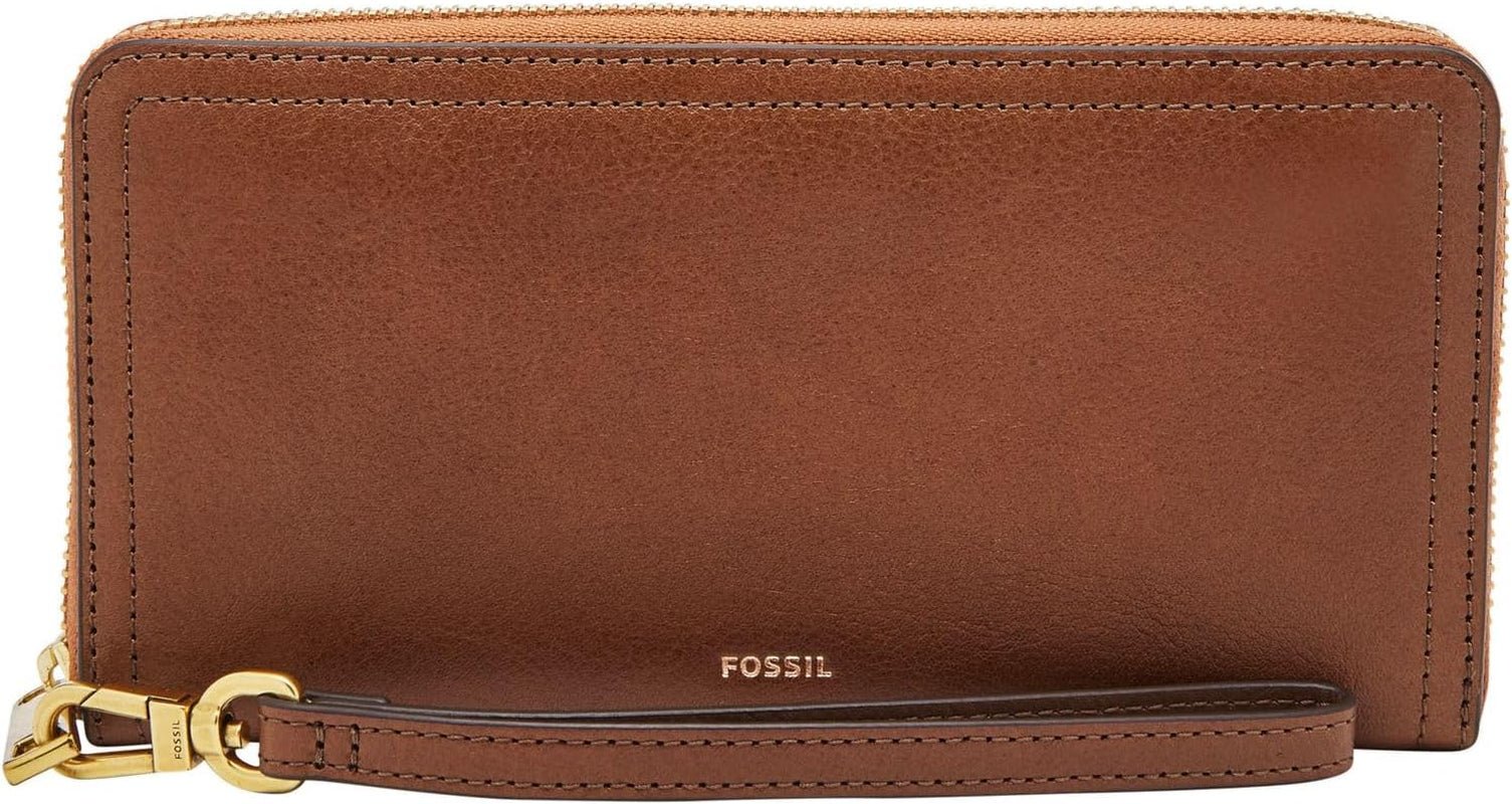 Fossil watch Logan RFID Zip Around Cartera tipo clutch 19,7 cm largo x 1,9 cm ancho x 10,2 cm alto Bolsos de mujer Naty Shop Marrón 19,685 cm x 1,905 cm x 10,16 cm