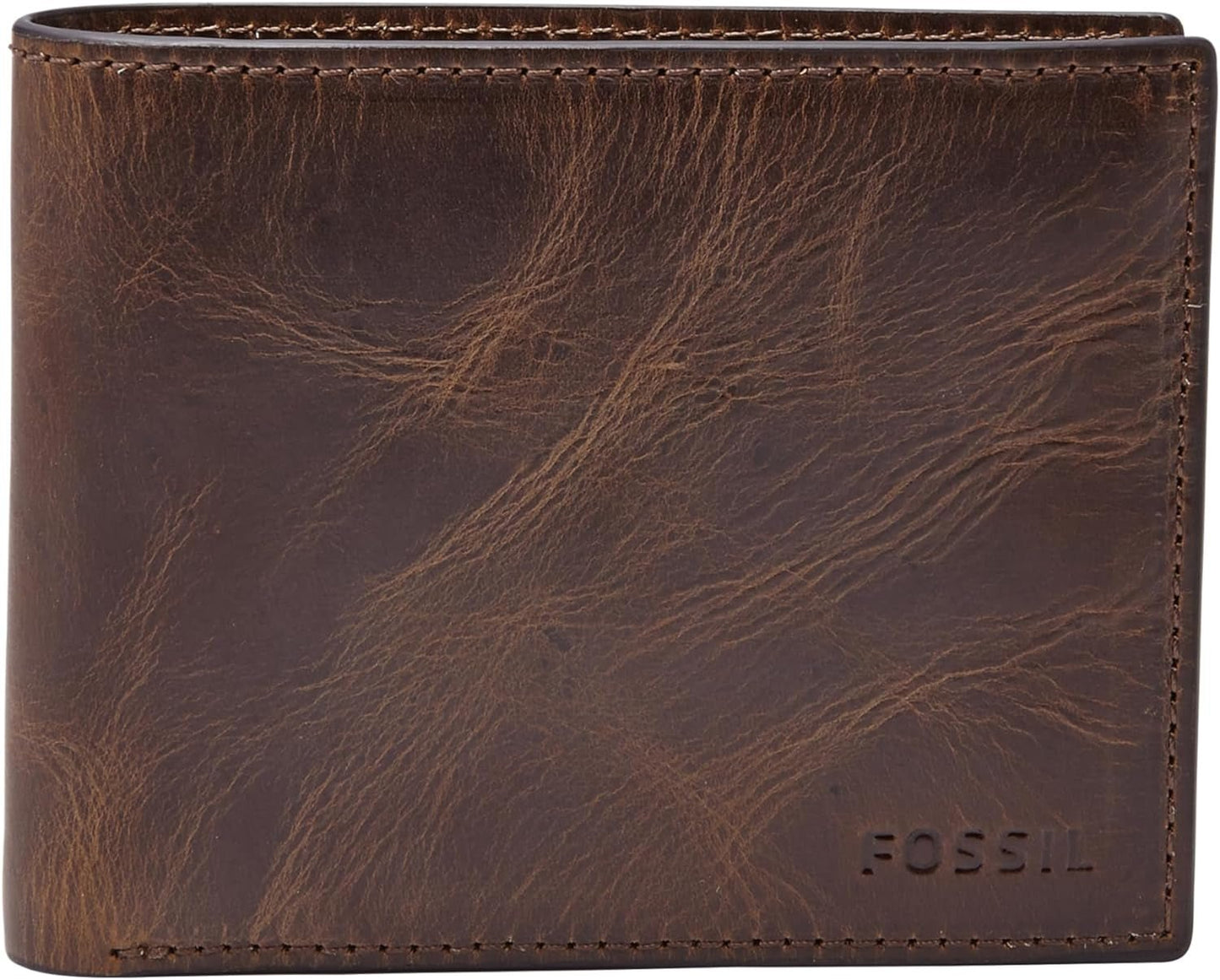Fossil RFID Cartera abatible para hombre Accesorios de viaje Cartera plegable Naty Shop Cartera para hombre marrón oscuro Talla única