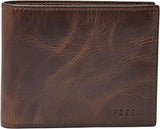 Fossil RFID Cartera abatible para hombre Accesorios de viaje Cartera plegable Naty Shop Cartera para hombre marrón oscuro Talla única