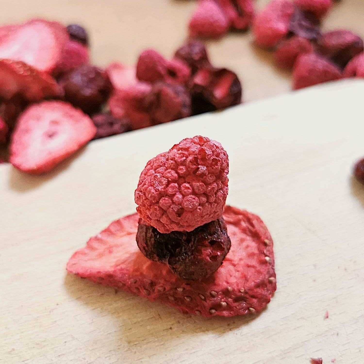 Mezcla de frutos rojos liofilizados | XL 300g Fresas liofilizadas Frambuesas Cerezas ácidas Mezcla de frutas secas | Frutas liofilizadas Fresa Frambuesa Cereza agria | ZingyZoo Productos deshidratados Naty Shop