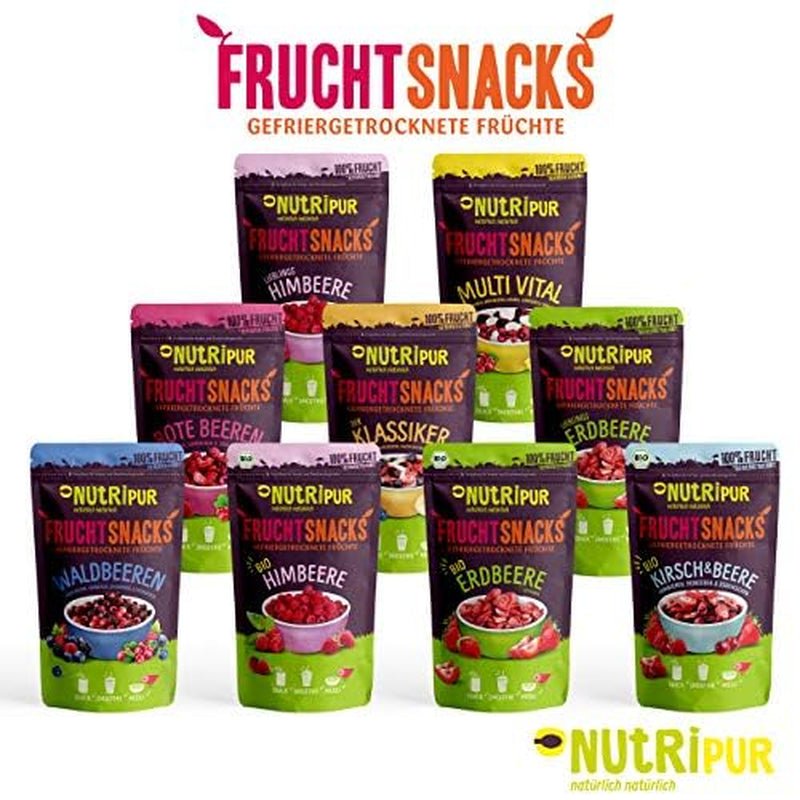 Bayas liofilizadas: 100g de moras, arándanos, arándanos rojos, frambuesas liofilizadas, sin azúcar - Frutas secas, frutas liofilizadas, frutos rojos de NutriPur Productos deshidratados Naty Shop