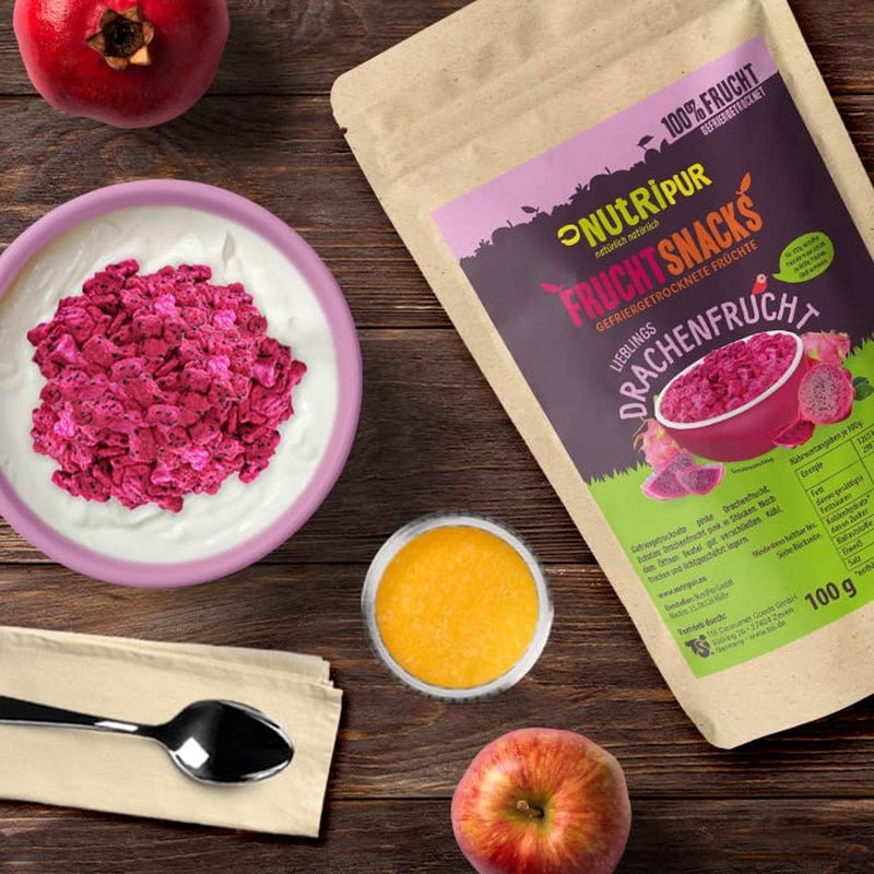 Pitahaya liofilizada: 100g de pitahaya deshidratada - 100% fruta, pleno sabor - fruta liofilizada, sin azúcares añadidos Productos deshidratados Mi tienda
