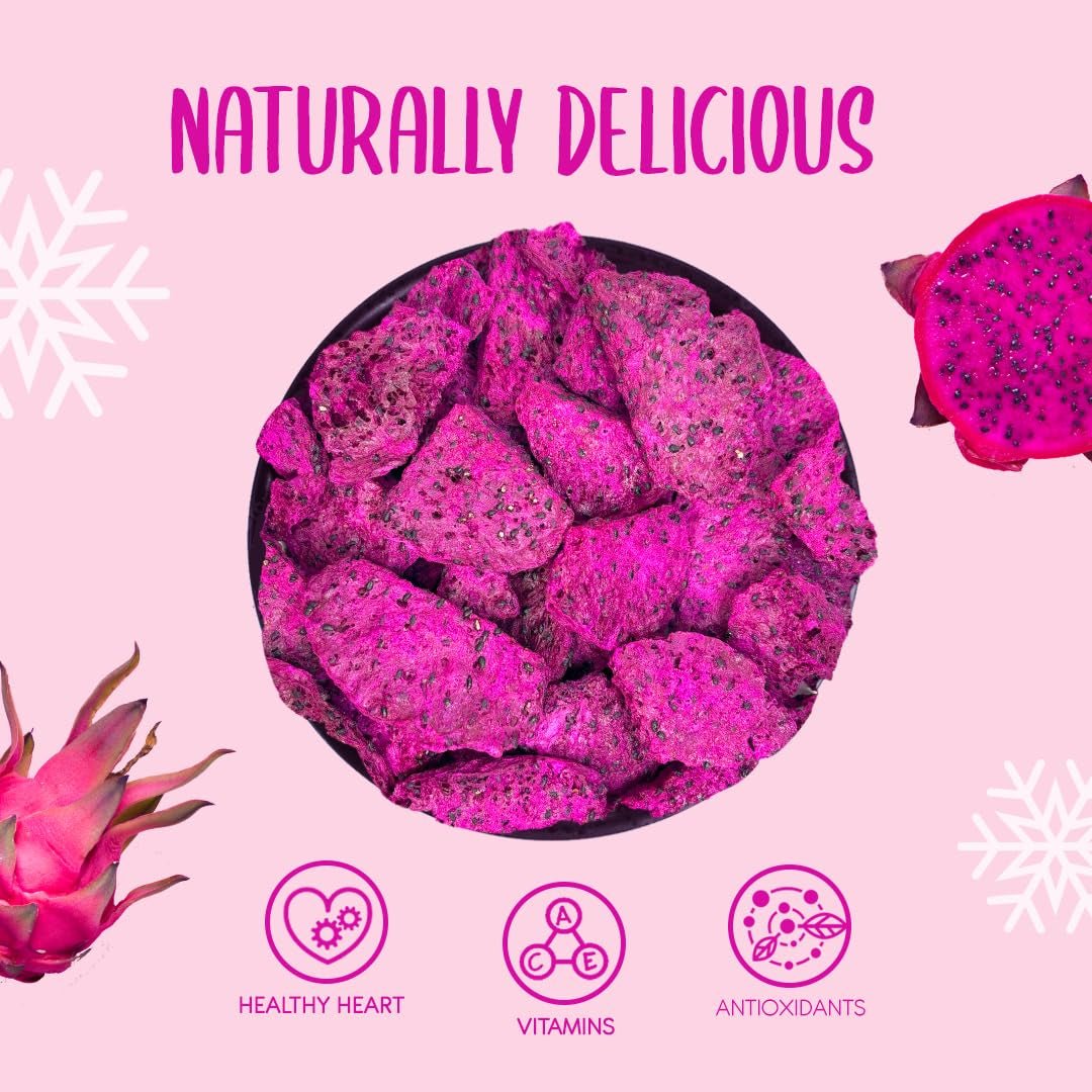 Pitaya liofilizada 50g - Pitahaya liofilizada - Fruta deshidratada liofilizada - Pitahaya seca en rodajas para repostería, decoración, snacks, muesli, postres Productos deshidratados Mi tienda