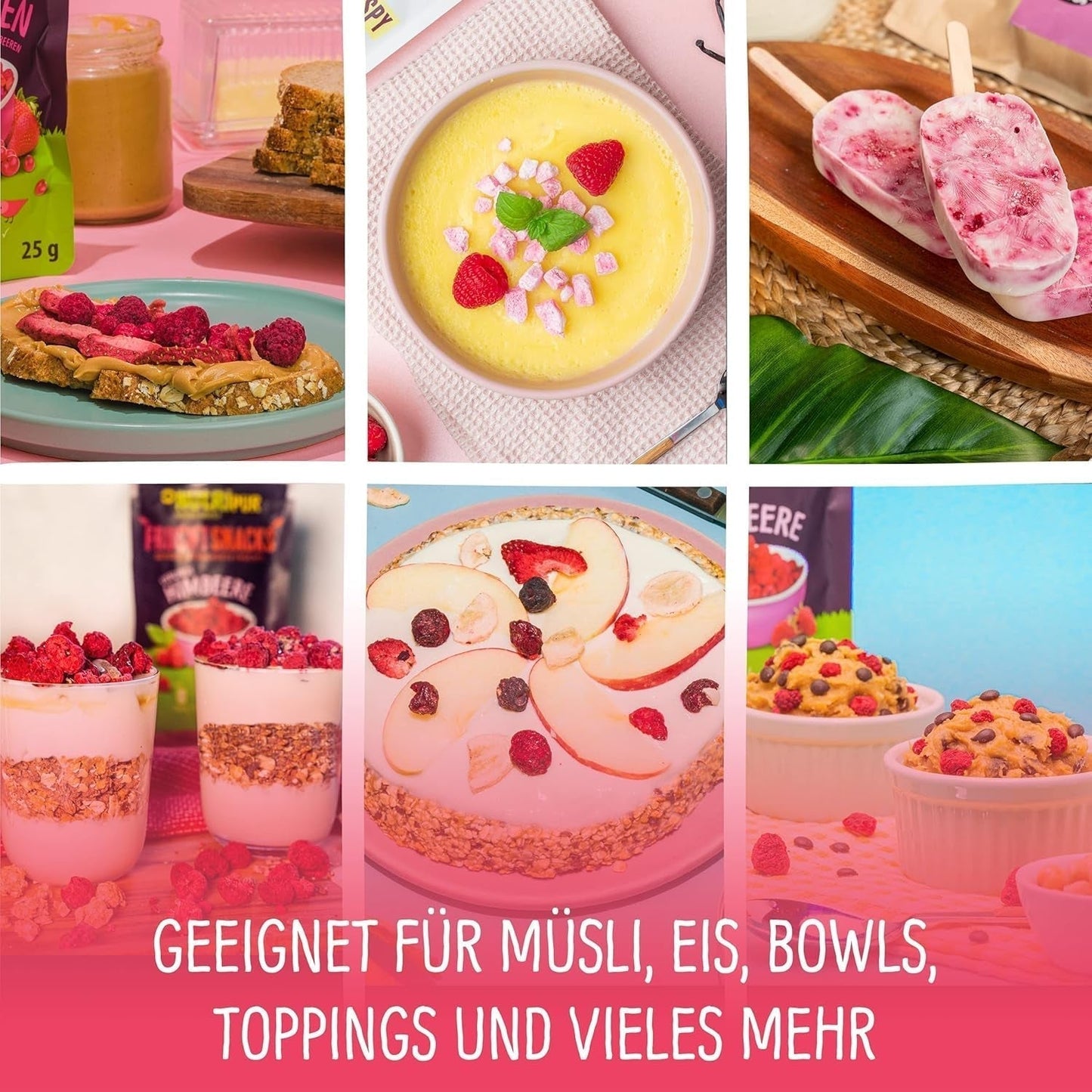 Frutas liofilizadas: 100 g de frambuesas liofilizadas para batidos, muesli, aderezos para gachas - bayas liofilizadas sin azúcar añadido - bayas liofilizadas - frutas de NutriPur Productos deshidratados Naty Shop