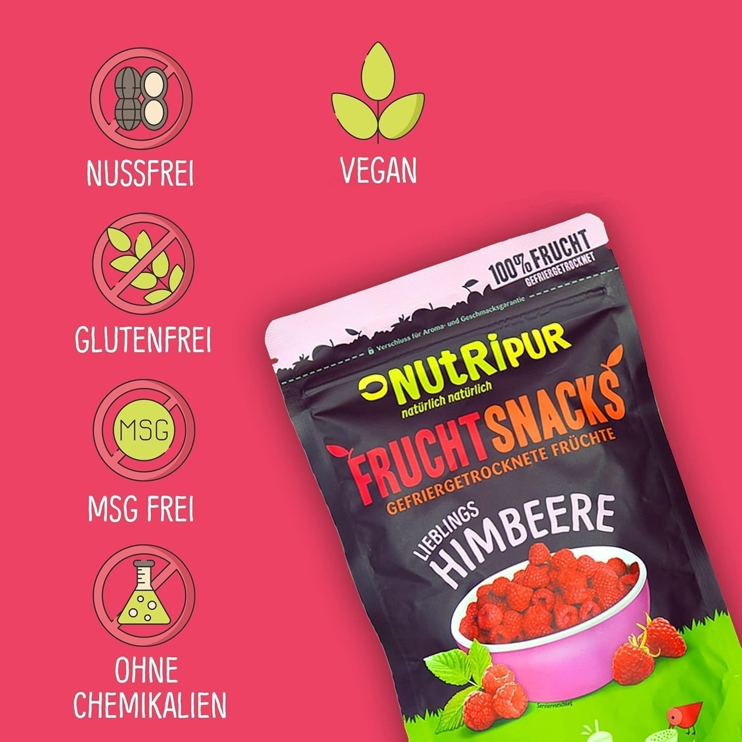 Frutas liofilizadas: 100 g de frambuesas liofilizadas para batidos, muesli, aderezos para gachas - bayas liofilizadas sin azúcar añadido - bayas liofilizadas - frutas de NutriPur Productos deshidratados Naty Shop