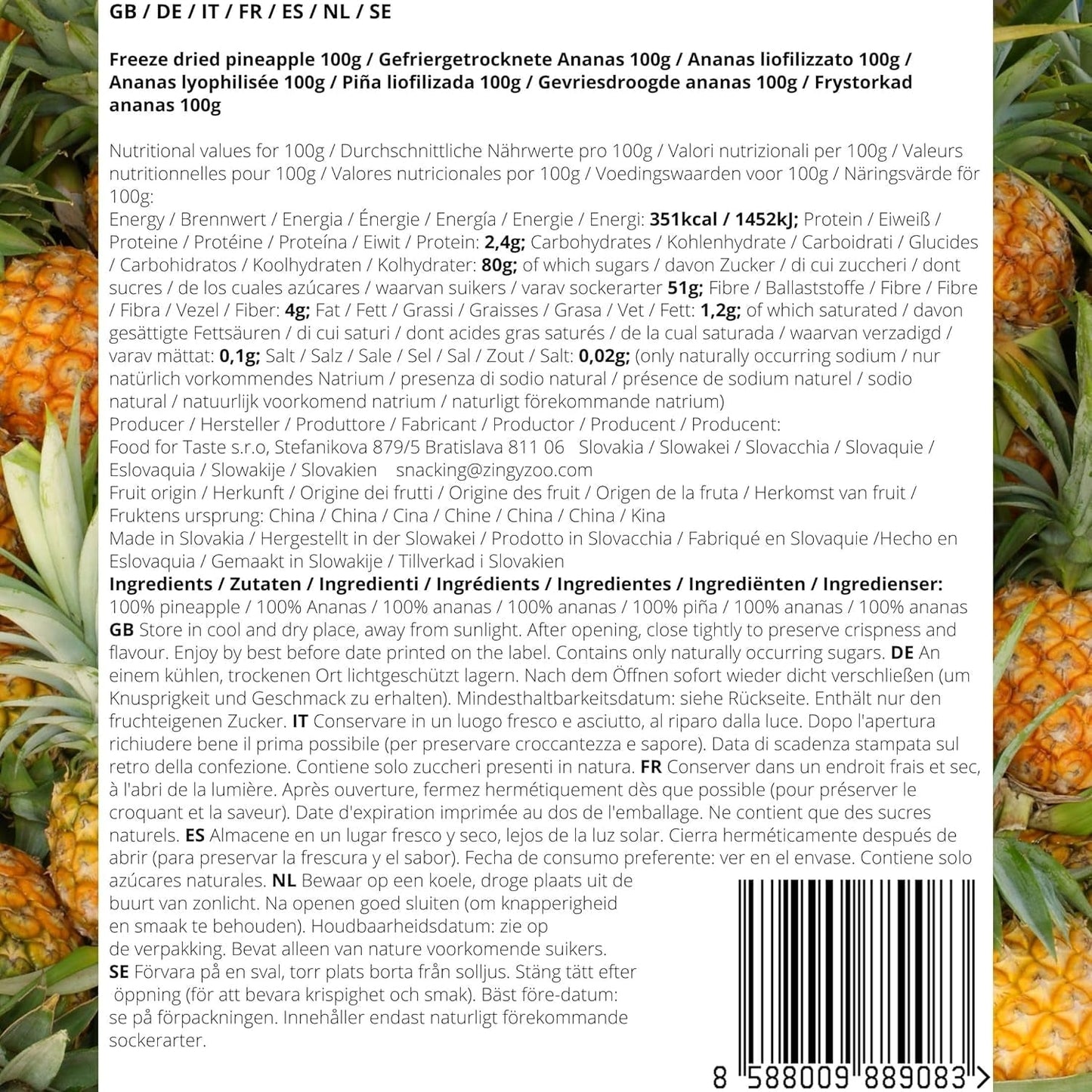 Frutas liofilizadas | Piña 100% pura Fruta liofilizada Piña liofilizada | Fruta liofilizada sin azúcar añadido | Piña crujiente liofilizada - aromática - deliciosa ZingyZoo Productos deshidratados Naty Shop