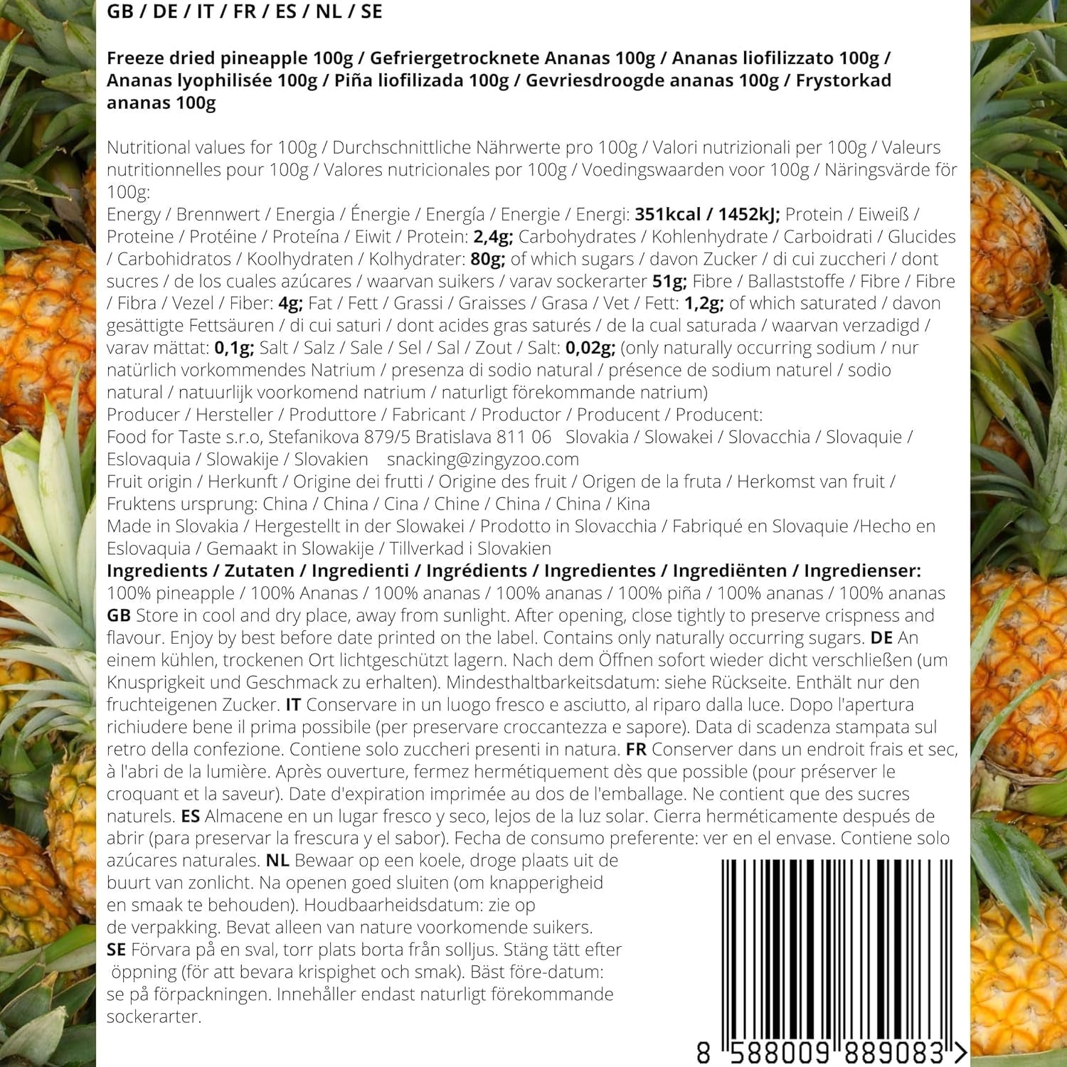 Frutas liofilizadas | Piña 100% pura Fruta liofilizada Piña liofilizada | Fruta liofilizada sin azúcar añadido | Piña crujiente liofilizada - aromática - deliciosa ZingyZoo Productos deshidratados Naty Shop