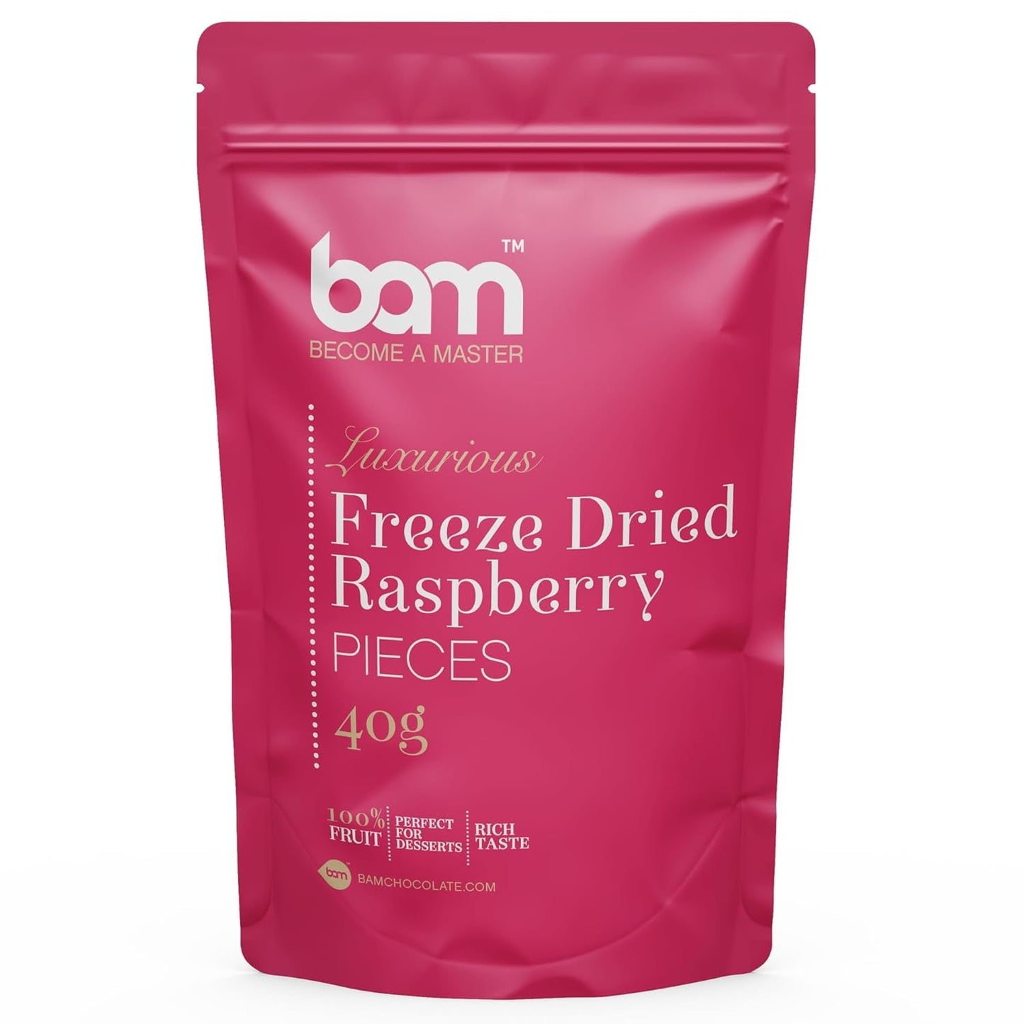Fruta liofilizada BAM, 40 gramos, fruta natural, postres perfectos, rico sabor (fresa) Productos deshidratados Naty Shop Frambuesa