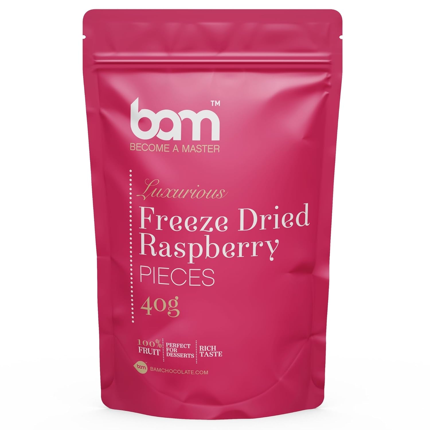 Fruta liofilizada BAM, 40 gramos, fruta natural, postres perfectos, rico sabor (fresa) Productos deshidratados Naty Shop Frambuesa