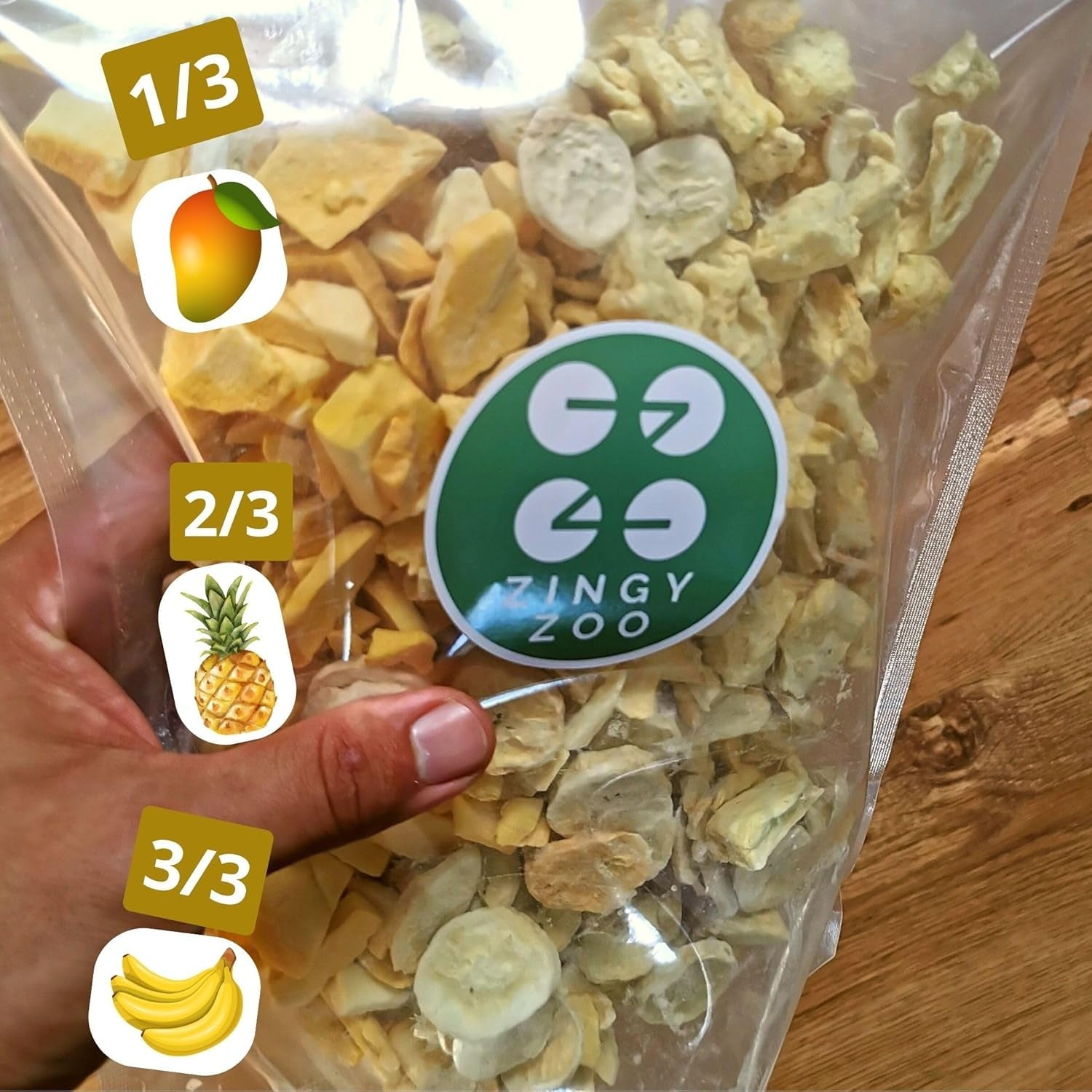 Frutas liofilizadas Mix de frutas tropicales | XL 350g Piña Liofilizada Mango Plátano Mix de frutas liofilizadas | Frutas liofilizadas Piña Plátano Mango Mix de frutos secos | ZingyZoo Productos deshidratados Naty Shop