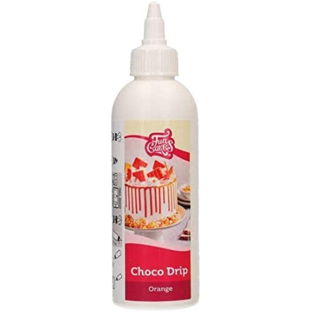 FunCakes Choco Drip Orange: Sabor delicioso, Fácil de usar, Perfecto para cakes de goteo, Sabor de goteo de chocolate. Envase resellable 180 g. Pasta de Azúcar Naty Tienda Título Predeterminado