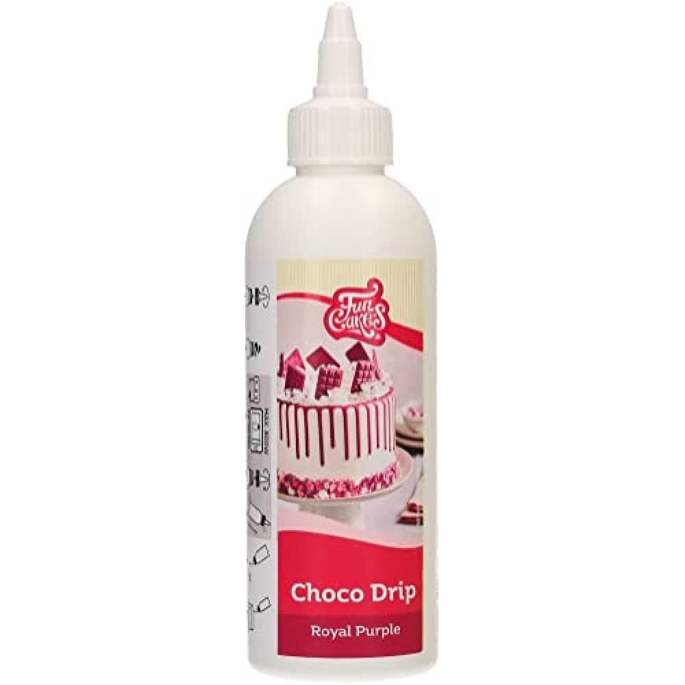 FunCakes Choco Drip Royal Purple: Sabor delicioso, Fácil de usar, Perfecto para cakes de goteo, Sabor de goteo de chocolate. Envase resellable 180 g. Pasta de Azúcar Naty Tienda Título Predeterminado
