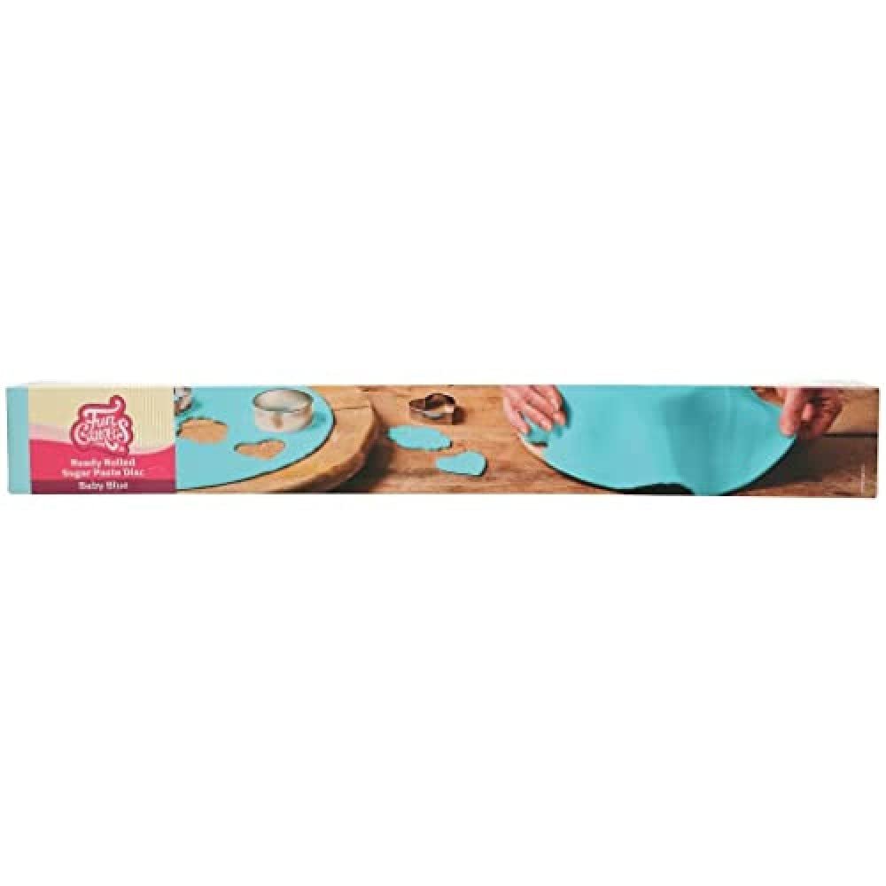 FunCakes Disco de Fondant Enrollado Spring Greens: Delicioso sabor a vainilla, ya enrollado, fácil de usar, perfecto para decorar tartas, 430g Naty Shop Pasta de Azúcar Baby Blue