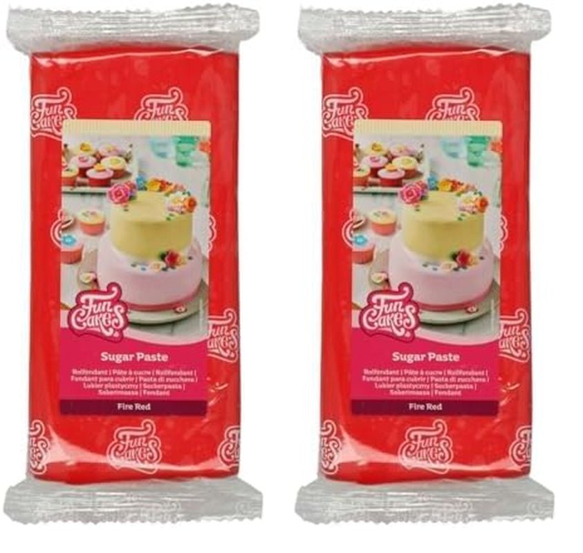 FunCakes Fondant Laminado Rojo Fuego: Fácil de Usar, Suave, Flexible, Blando y Flexible, Perfecto para Decorar Tartas, Halal, Kosher y Sin Gluten 1kg (1 Pack) Naty Shop Pasta de Azúcar Rojo Fuego 1kg (2 Pack)